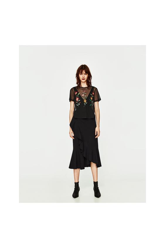 SEMI-SHEER EMBROIDERED T-SHIRT SEMI-SHEER EMBROIDERED T-SHIRT