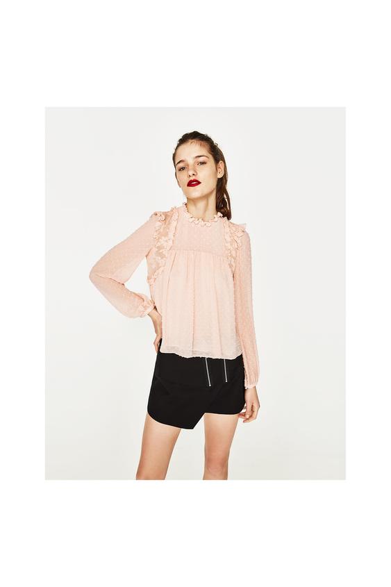 Image 1 of CONTRAST PLUMETIS TOP from Zara