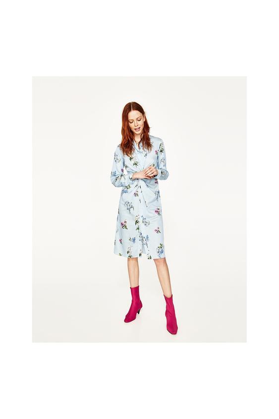 Image 1 of PRINTED TUNIC WITH KNOT from Zara