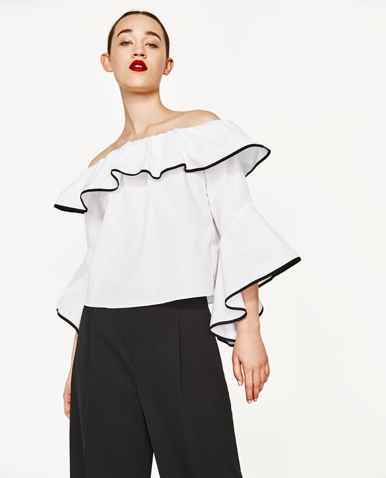 Image 2 of POPLIN TOP WITH FRILLED SLEEVES from Zara