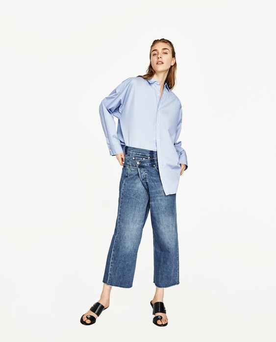 Image 1 of PREMIUM COLLECTION RECONSTRUCTED DENIM CULOTTES from Zara