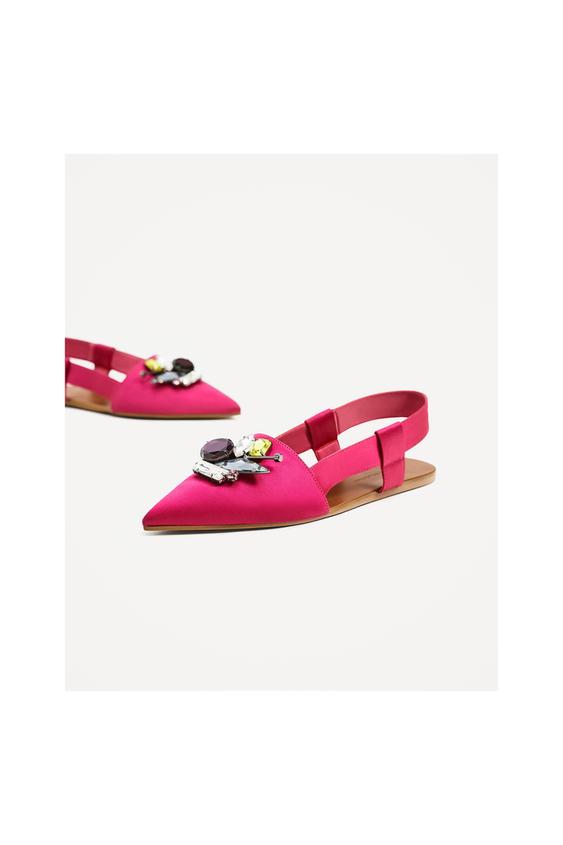 FLAT SLINGBACK SHOES WITH JEWEL APPLIQUÉ FLAT SLINGBACK SHOES WITH JEWEL APPLIQUÉ