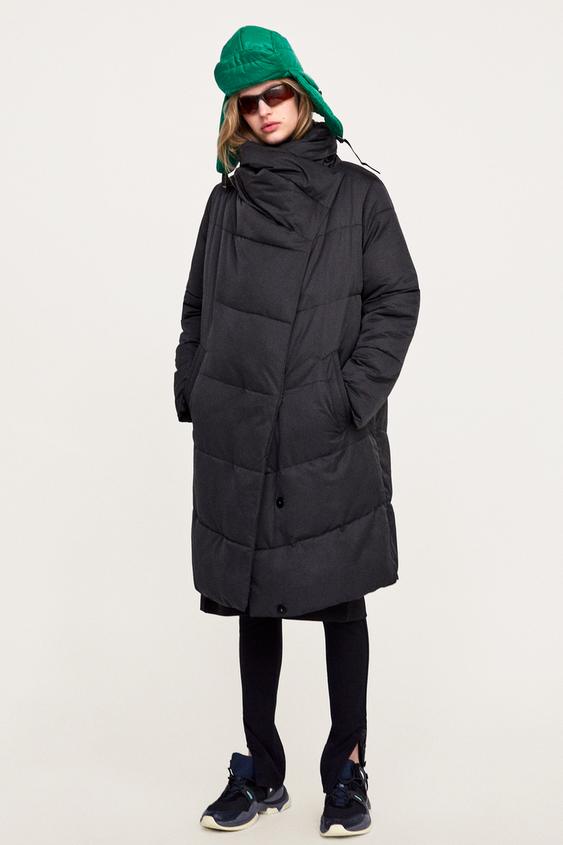 ZARA QUILTED COAT WITH WRAPAROUND COLLAR