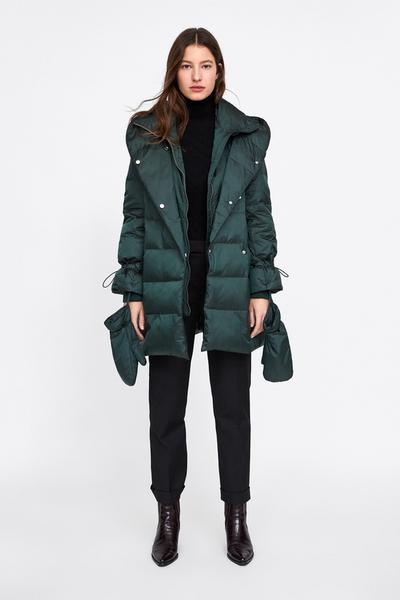 Zara DOWN COAT WITH WRAP COLLAR