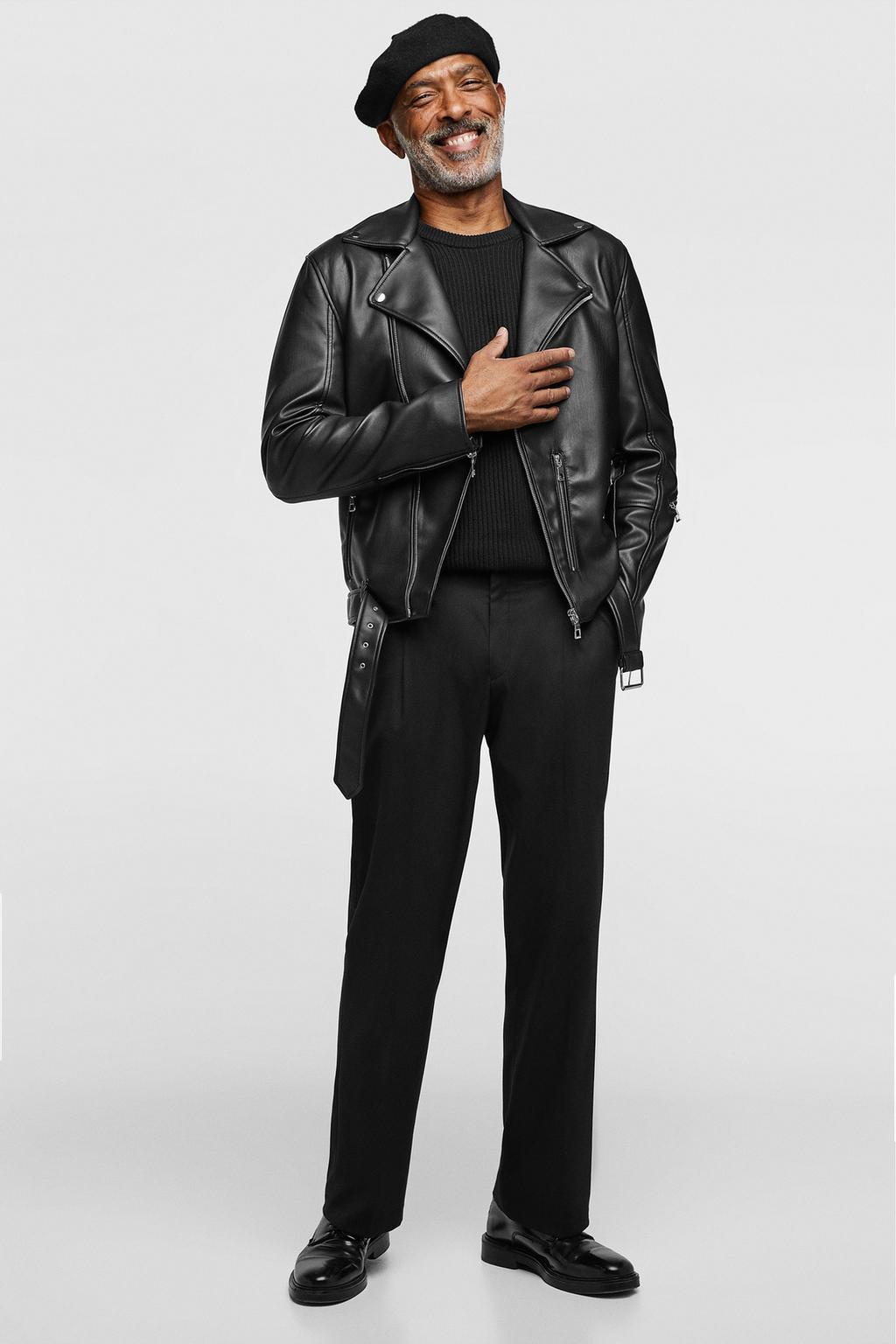 Tagr Leather Look Biker Jacket Faux Jackets Man By Zara
