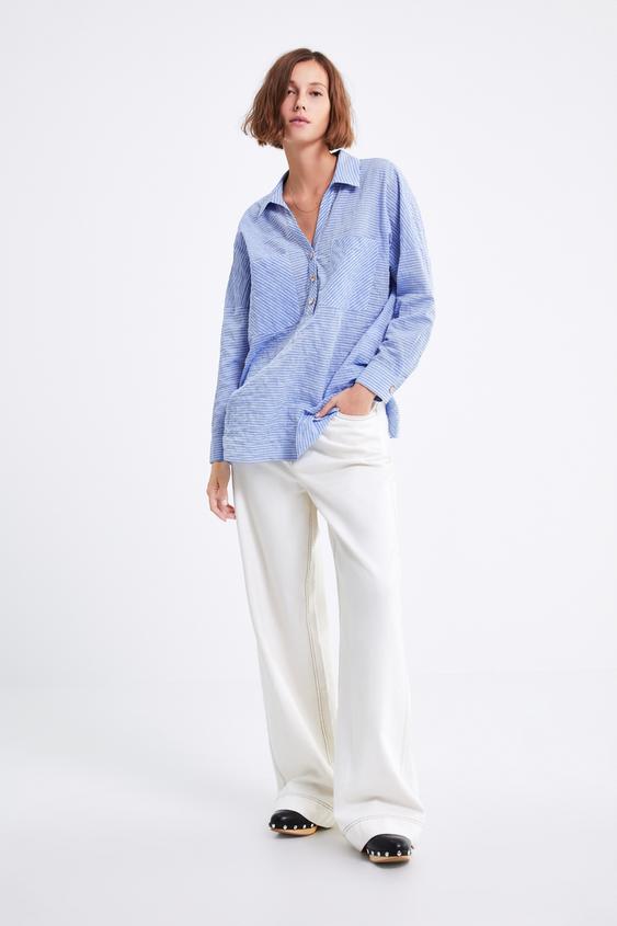 Zara Oversized Striped Shirt