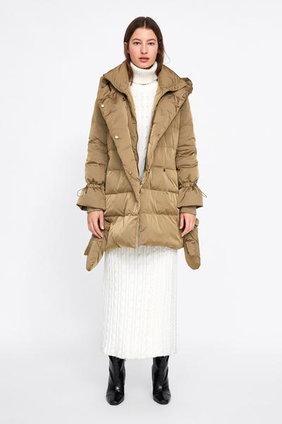Zara DOWN COAT WITH WRAP COLLAR