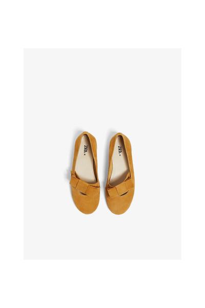 Zara LEATHER BALLET FLATS WITH BOW