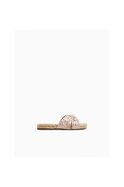 Zara JUTE SANDALS WITH PEARLS
