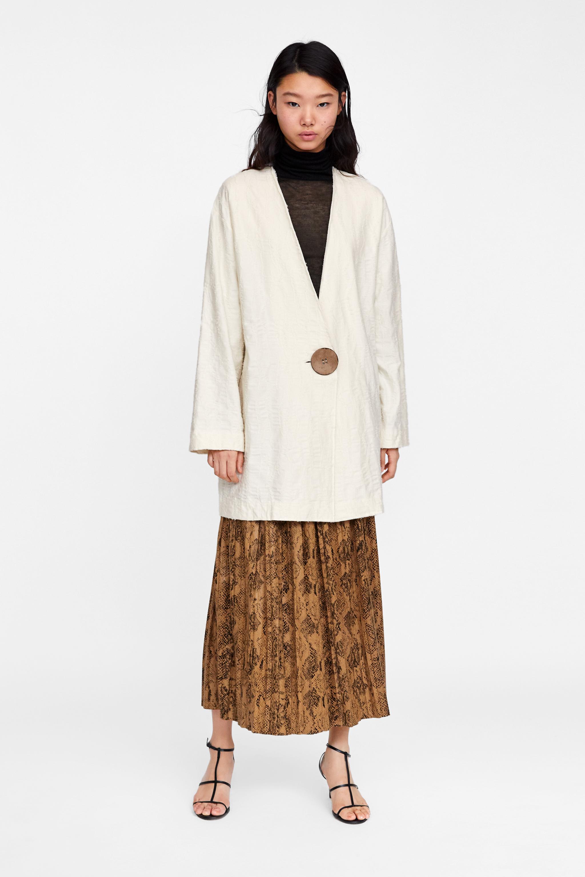 Zara JACQUARD COAT SPECIAL GARMENT