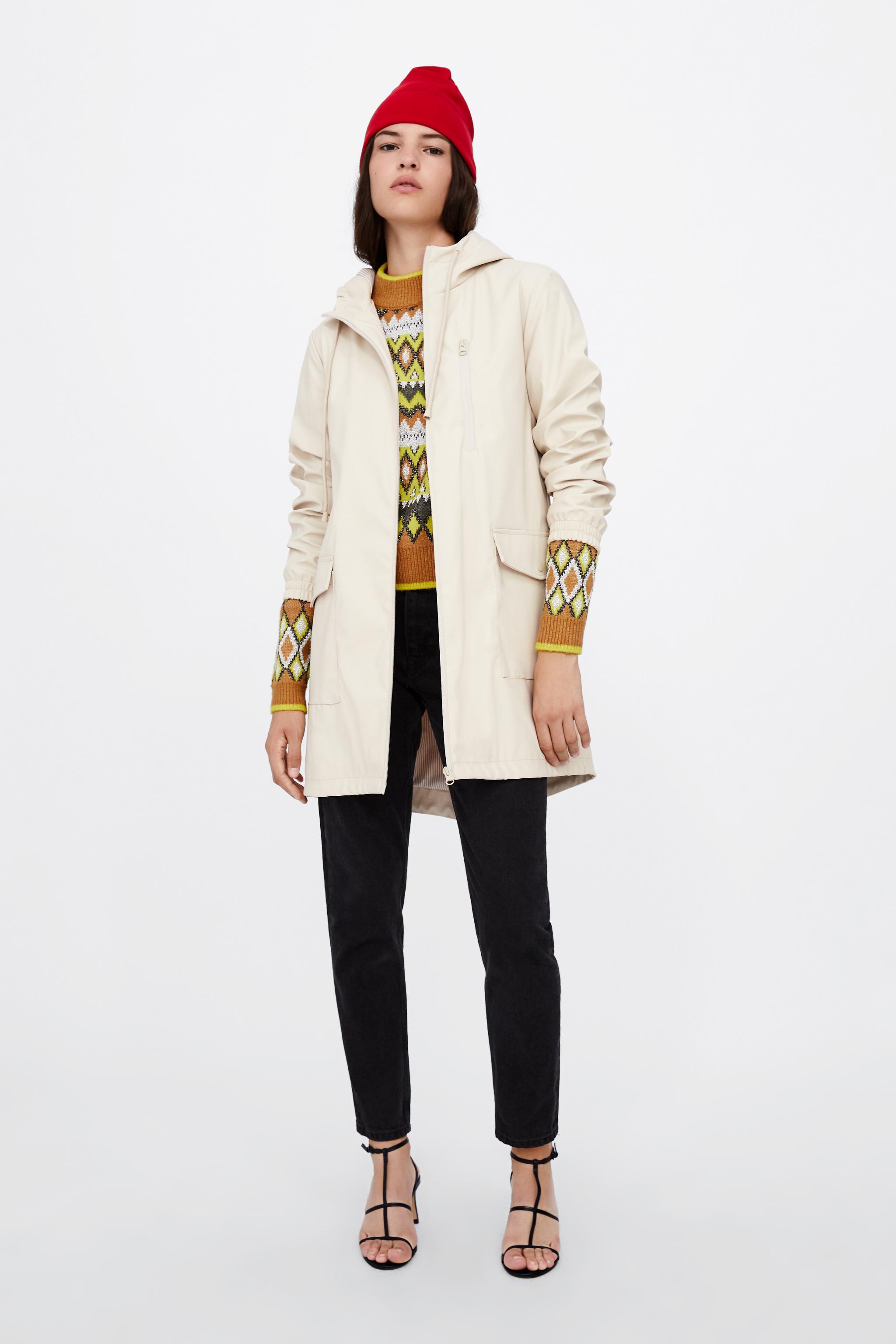 Zara WATER REPELLENT RUBBERIZED PARKA