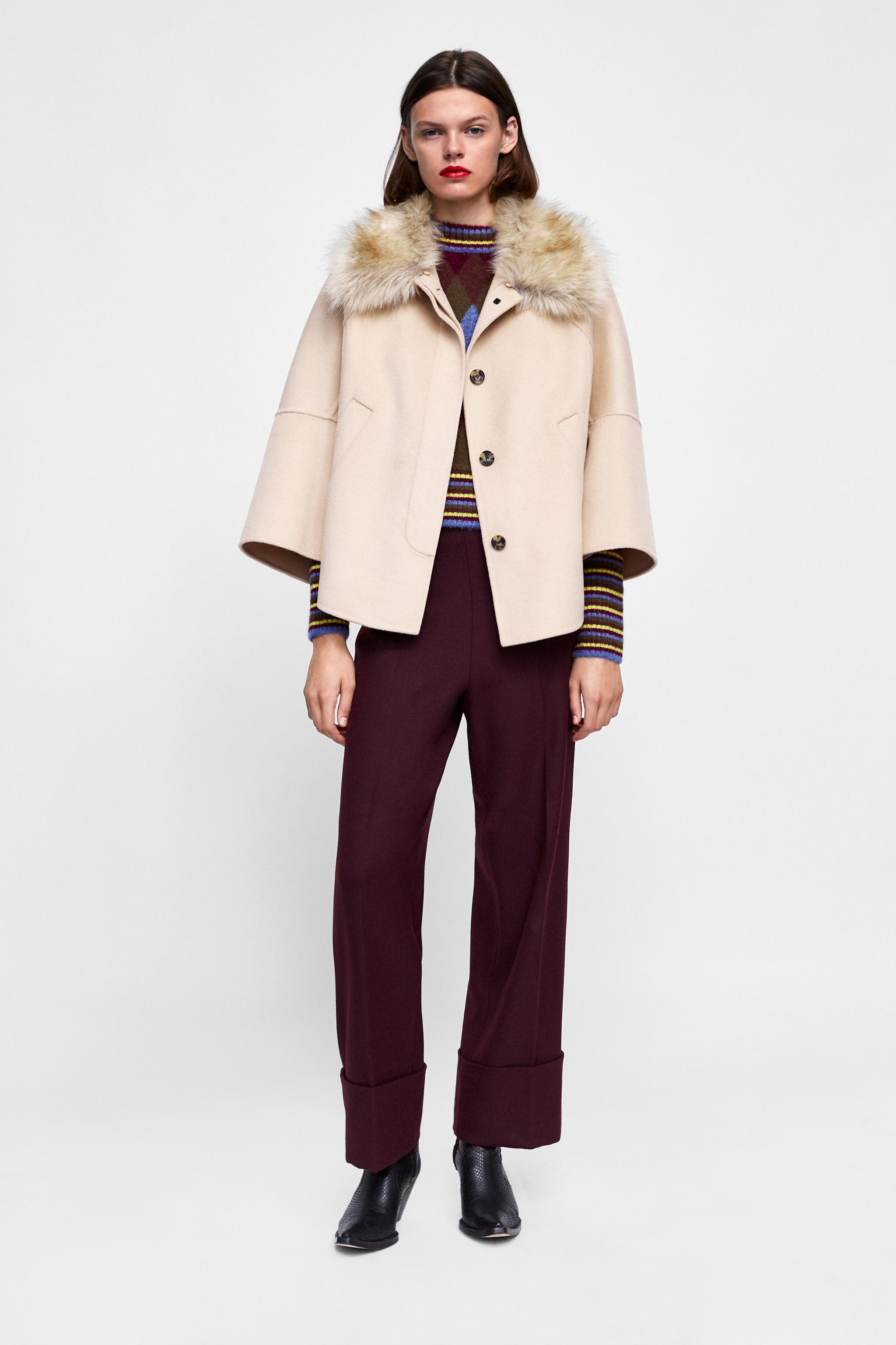 Zara TEXTURED CAPE COAT