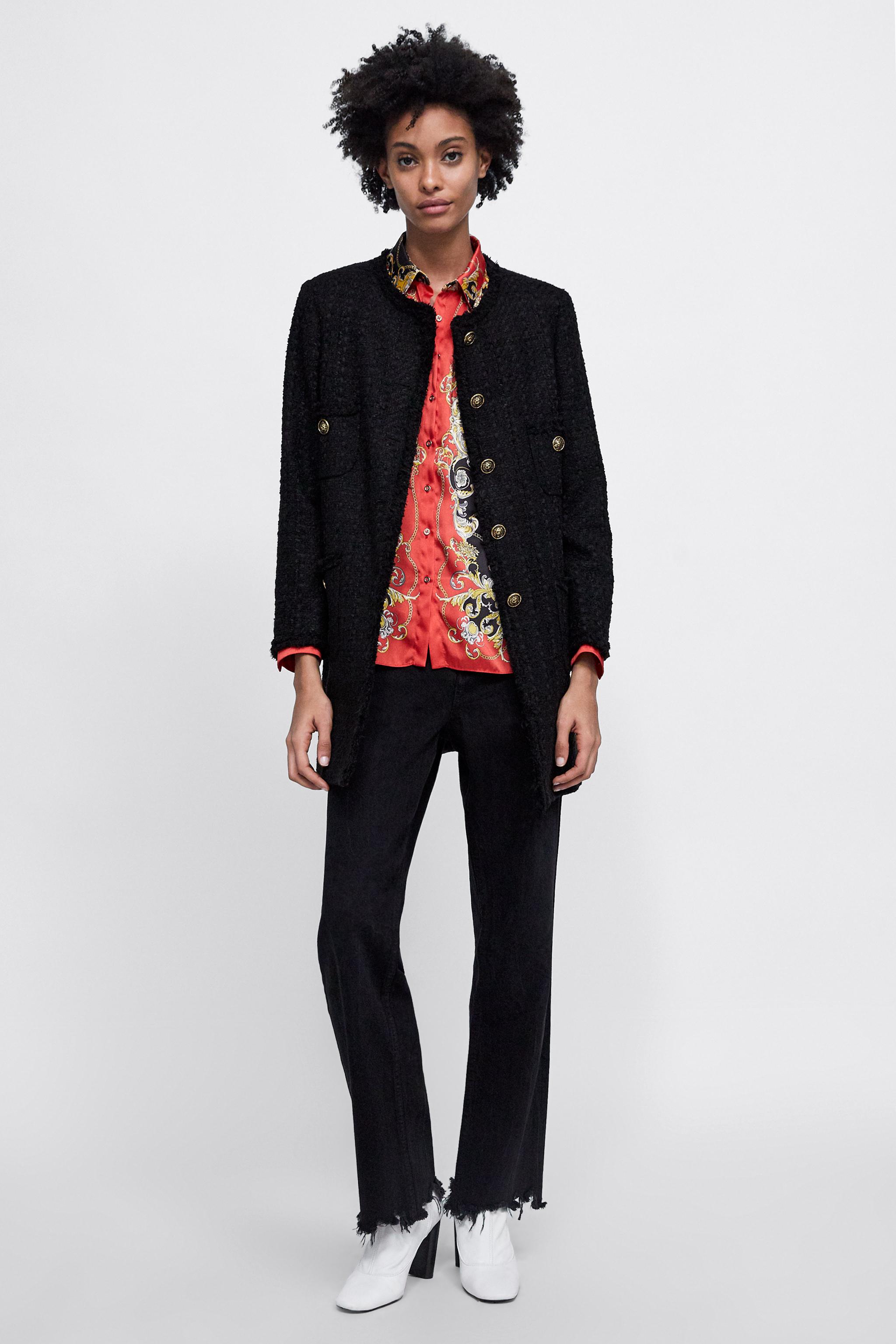 Zara TEXTURED WEAVE COAT WITH BUTTONS