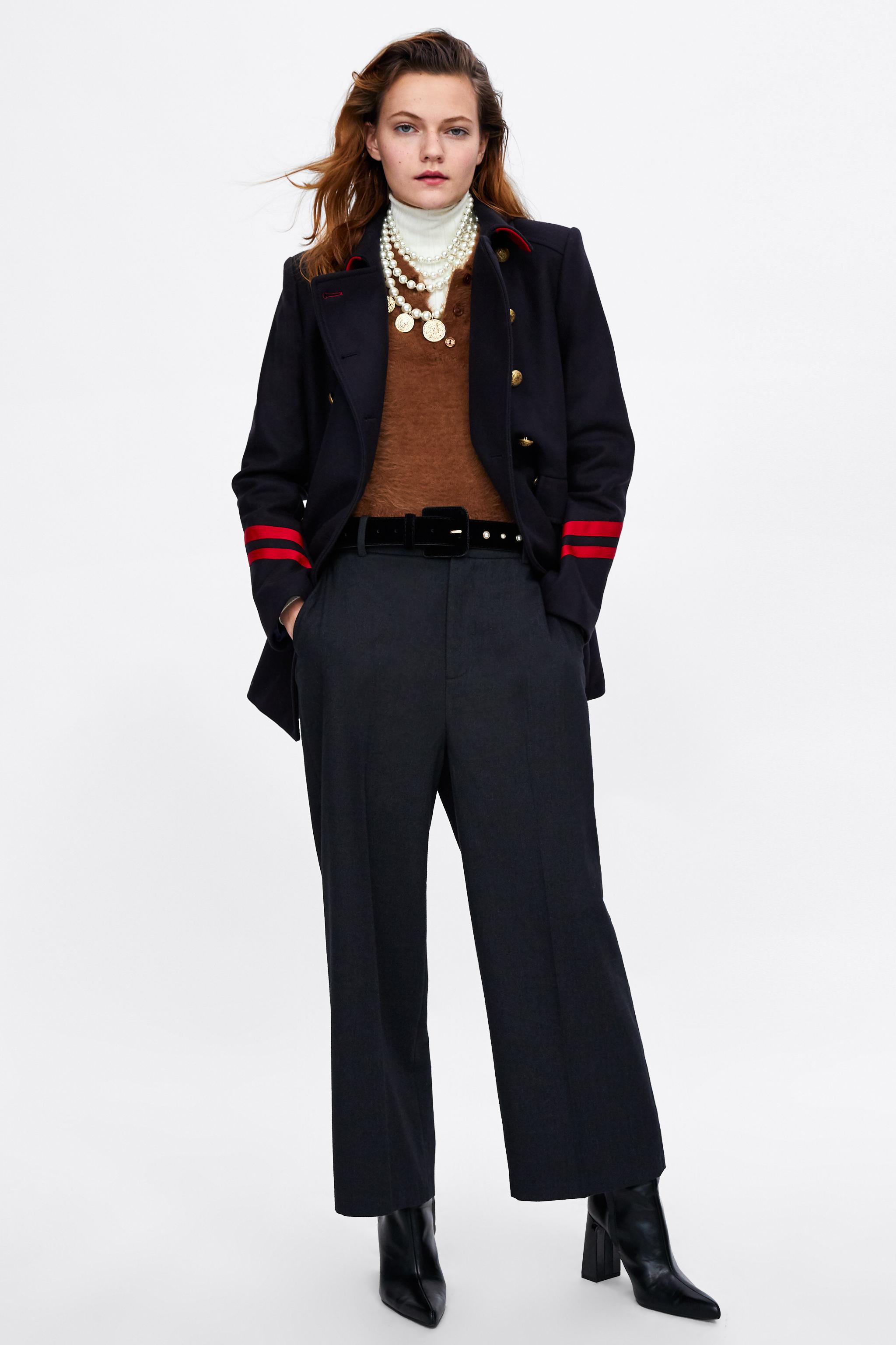 Zara SHORT COAT WITH STRIPES