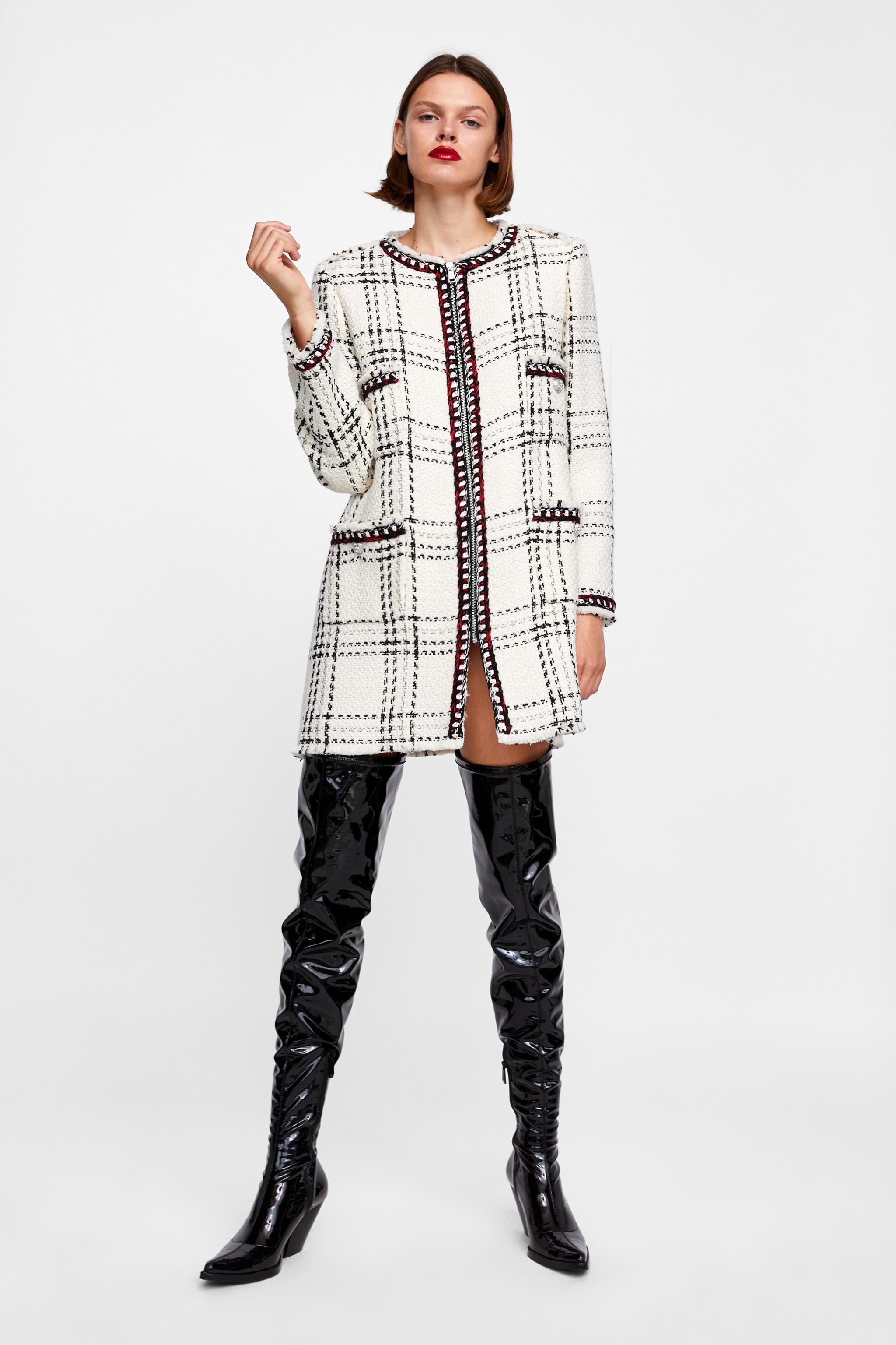 Zara PLAID COAT WITH STRIPES