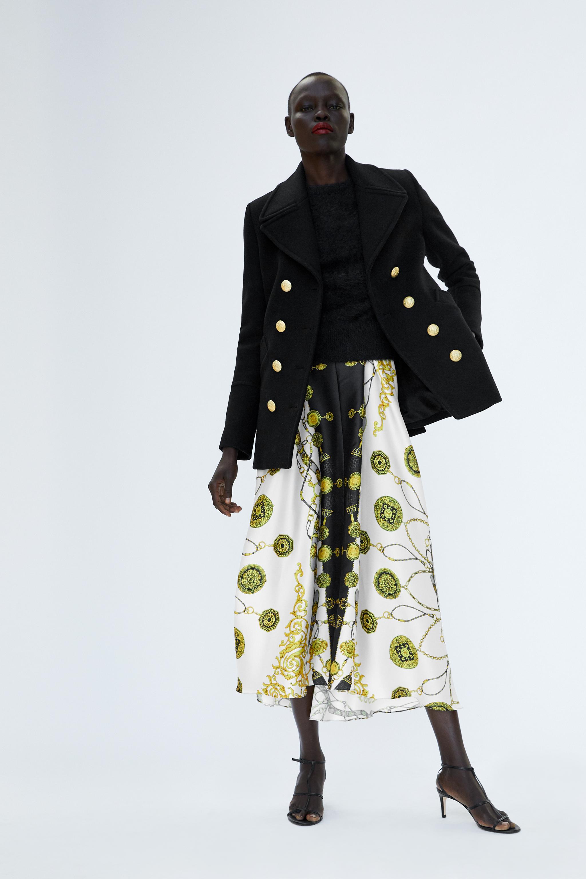 Zara DOUBLE BREASTED THREE-QUARTER LENGTH JACKET WITH BUTTONS