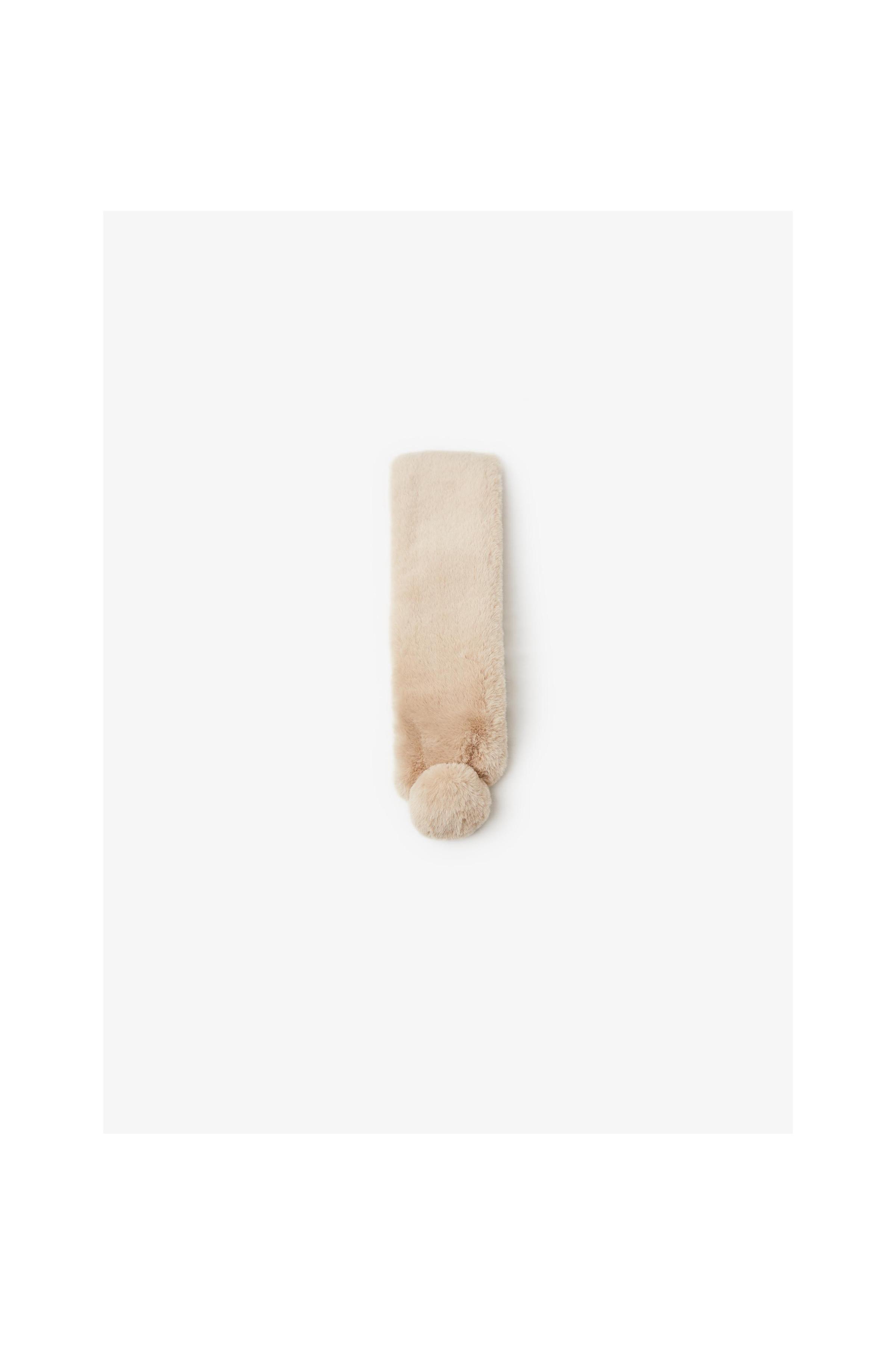 Zara FAUX FUR SCARF WITH POMPOM
