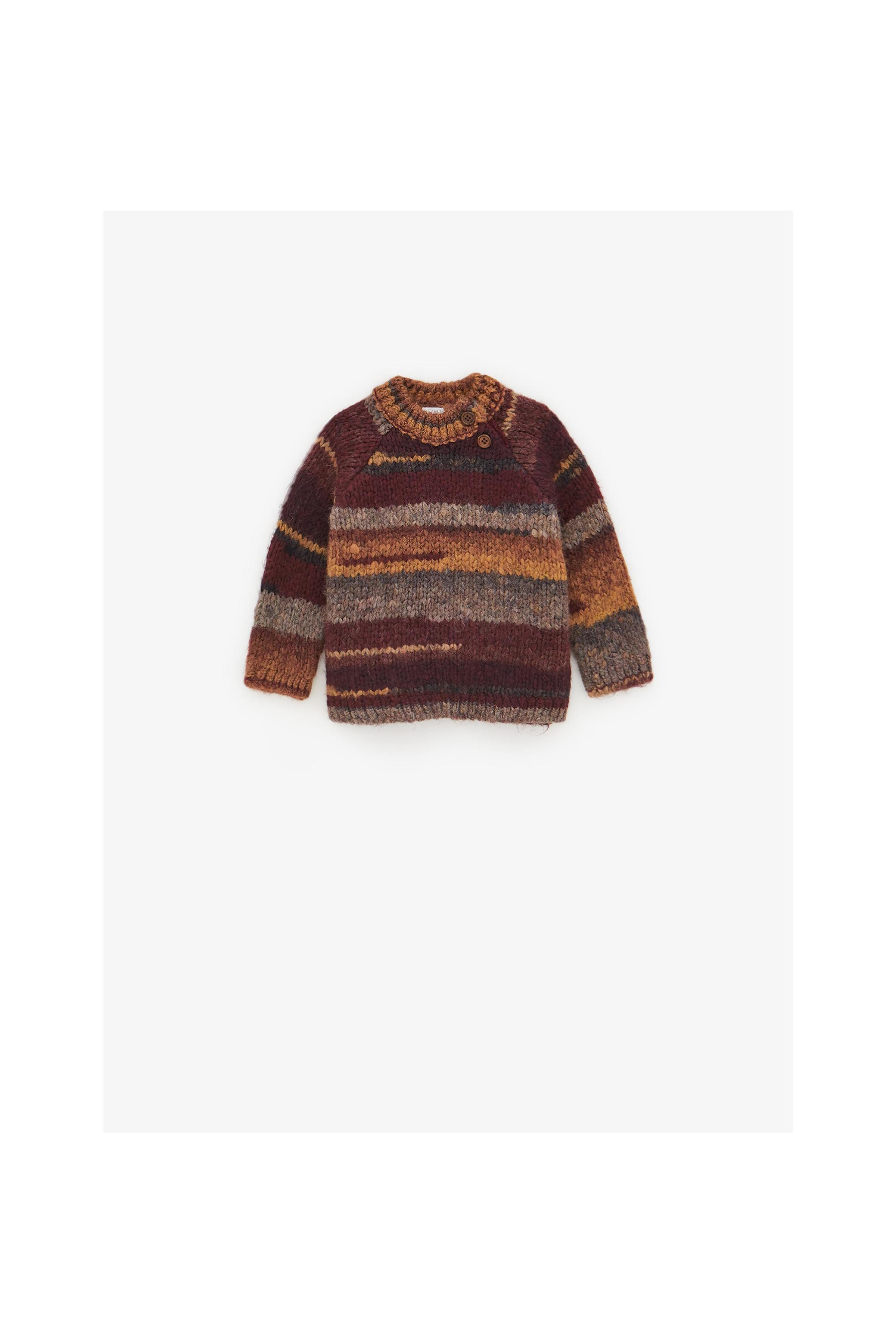 Zara MAROON MIXED KNIT SWEATER
