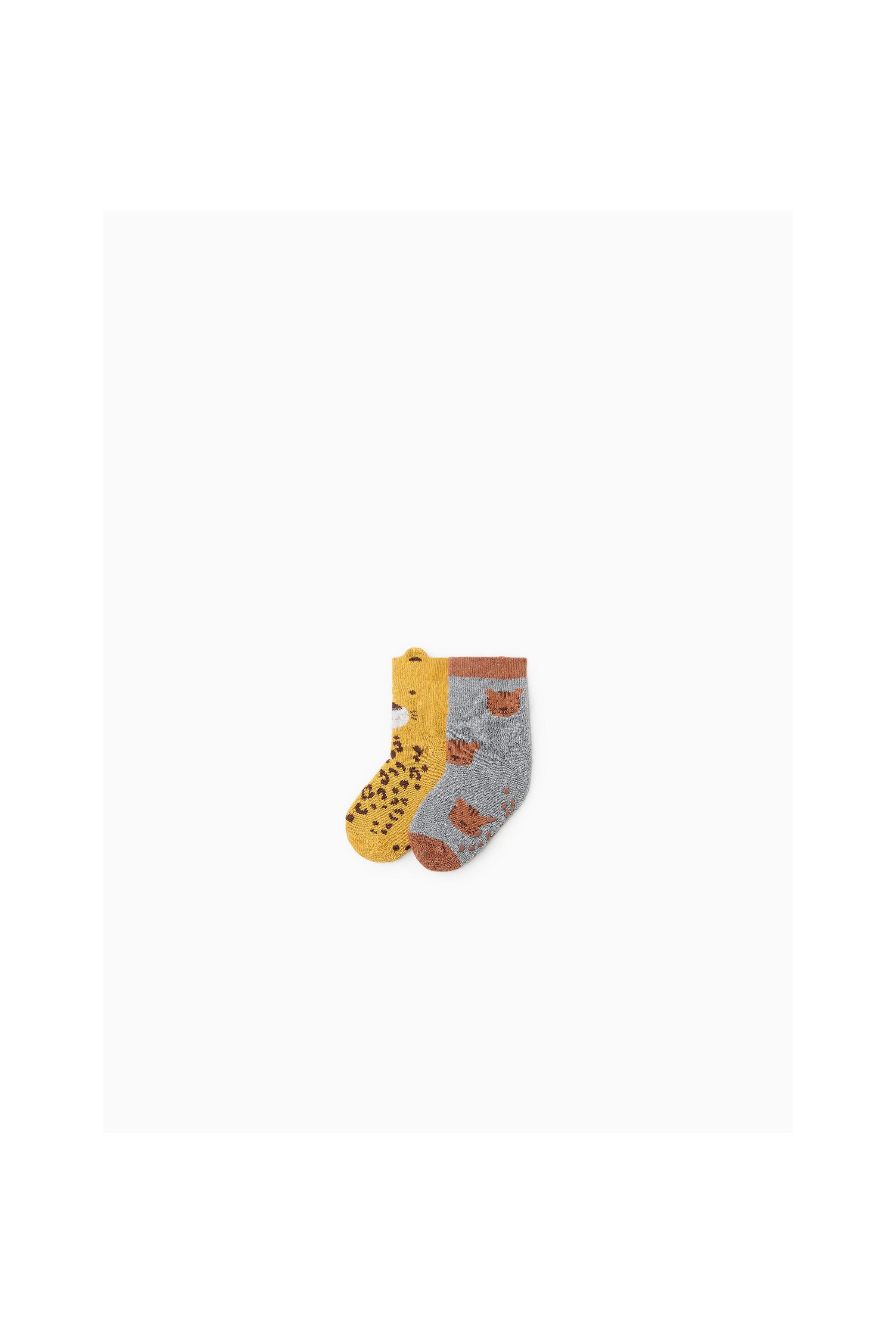 Zara TWO-PACK OF PRINTED TERRYCLOTH SOCKS