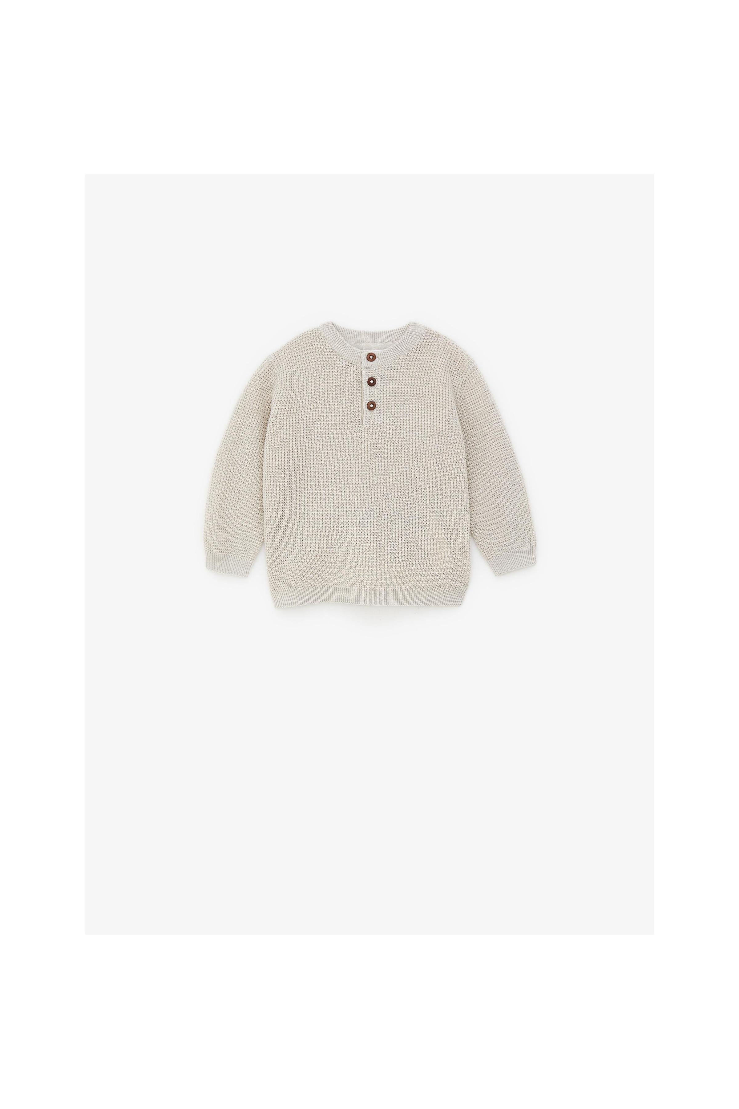 Zara TEXTURED HENLEY SWEATER