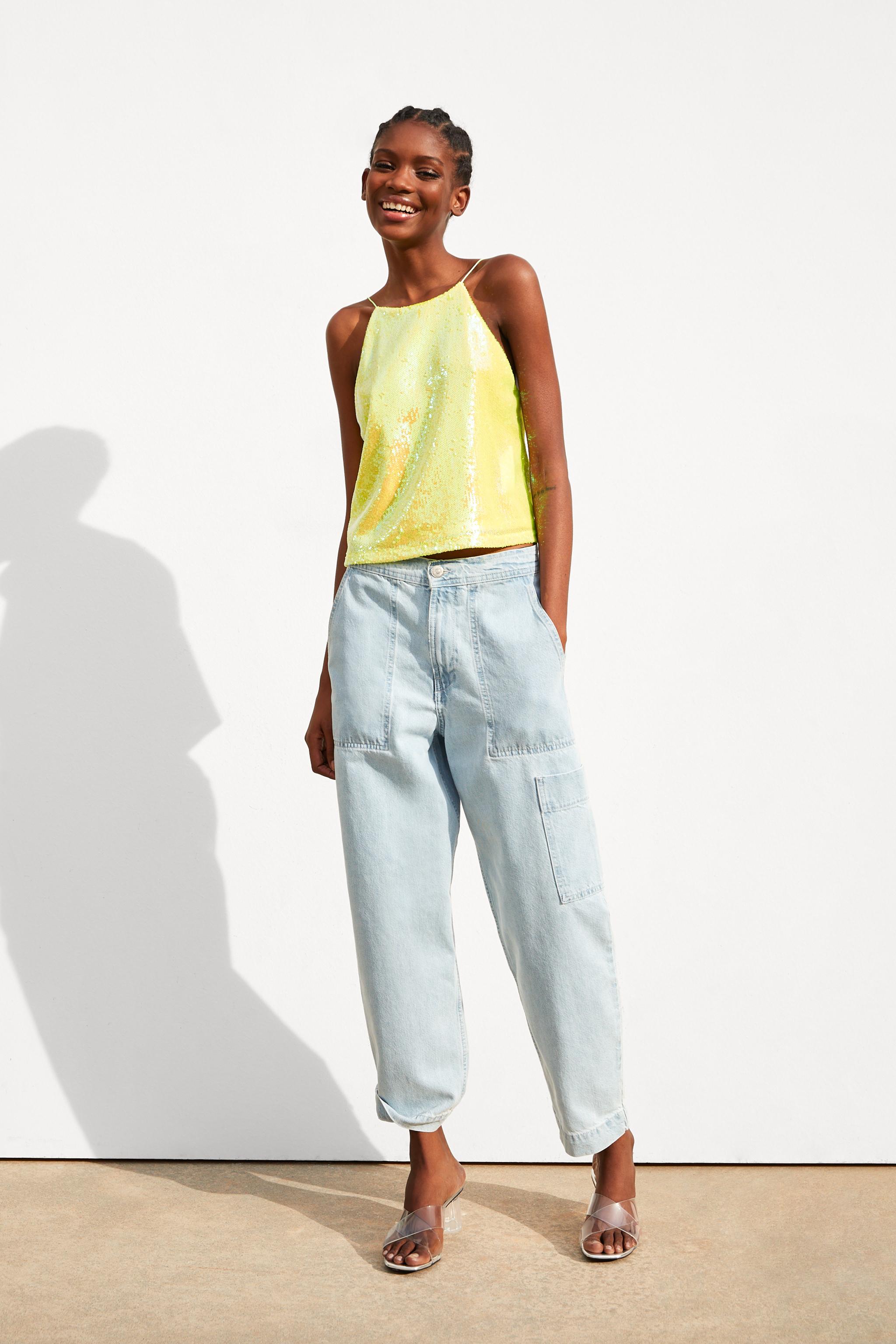Zara NEON SEQUIN TOP