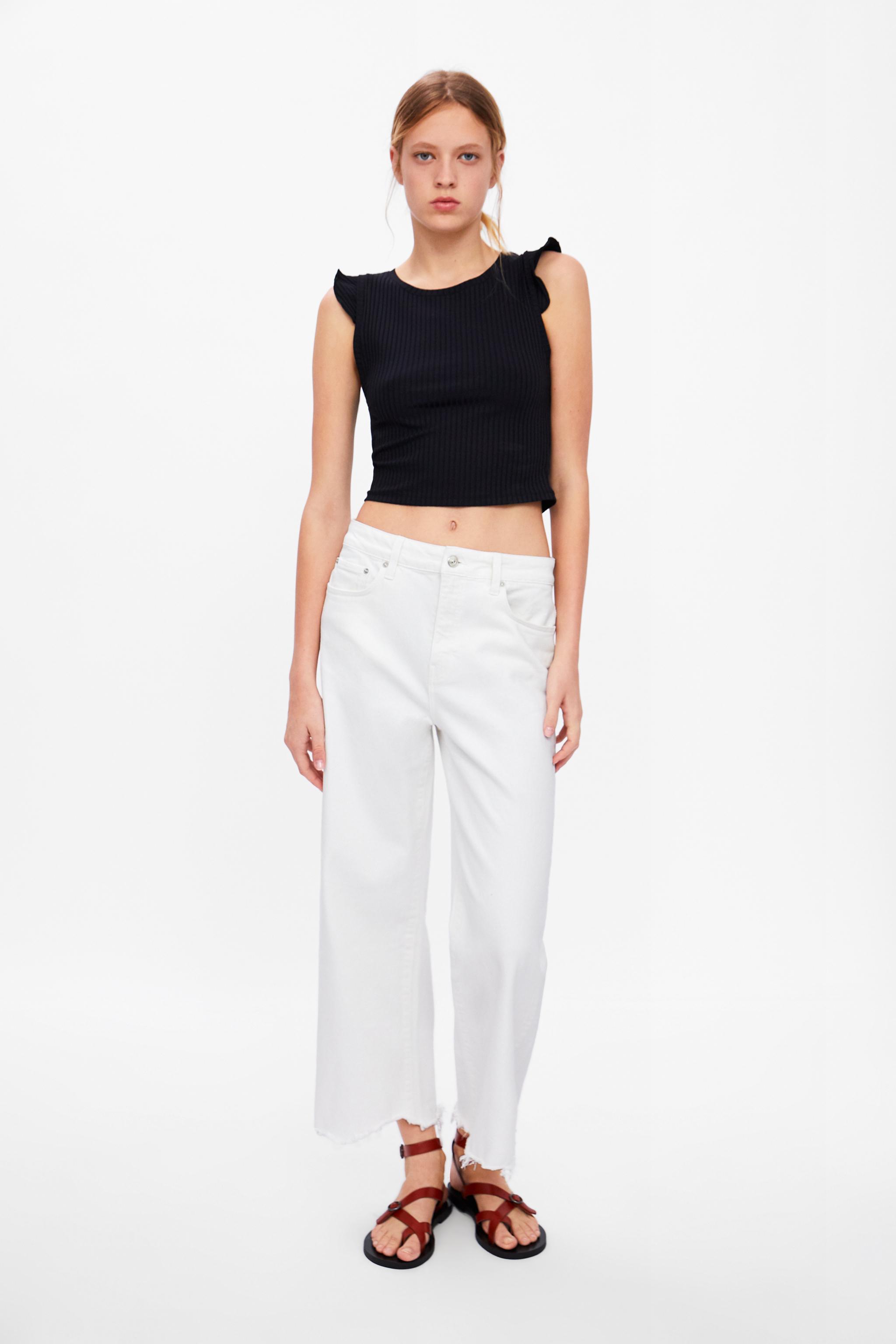 Zara RUFFLED CROP TOP