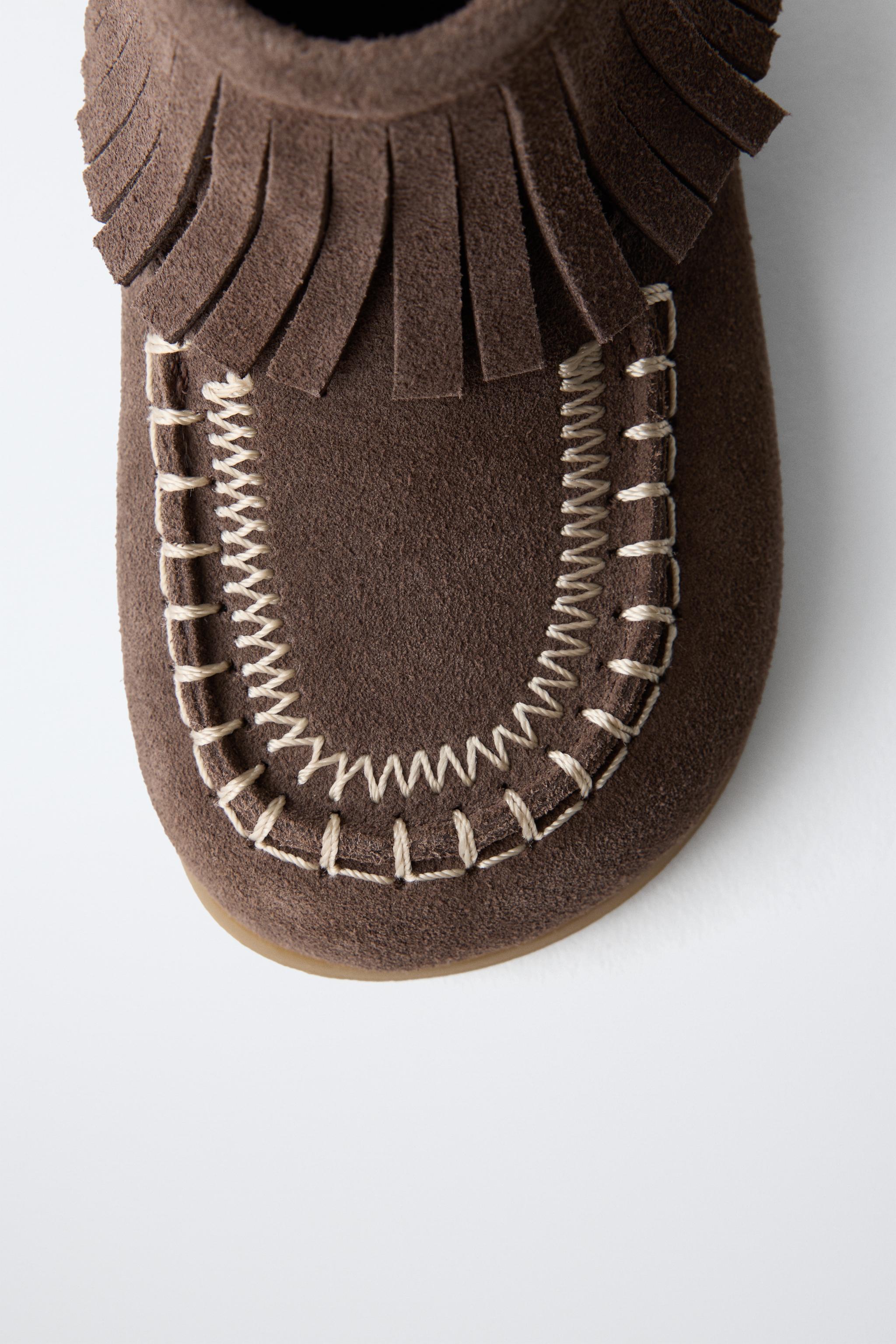Детские ботинки Zara LEATHER FRINGE BAREFOOT BOOTS — фото 5