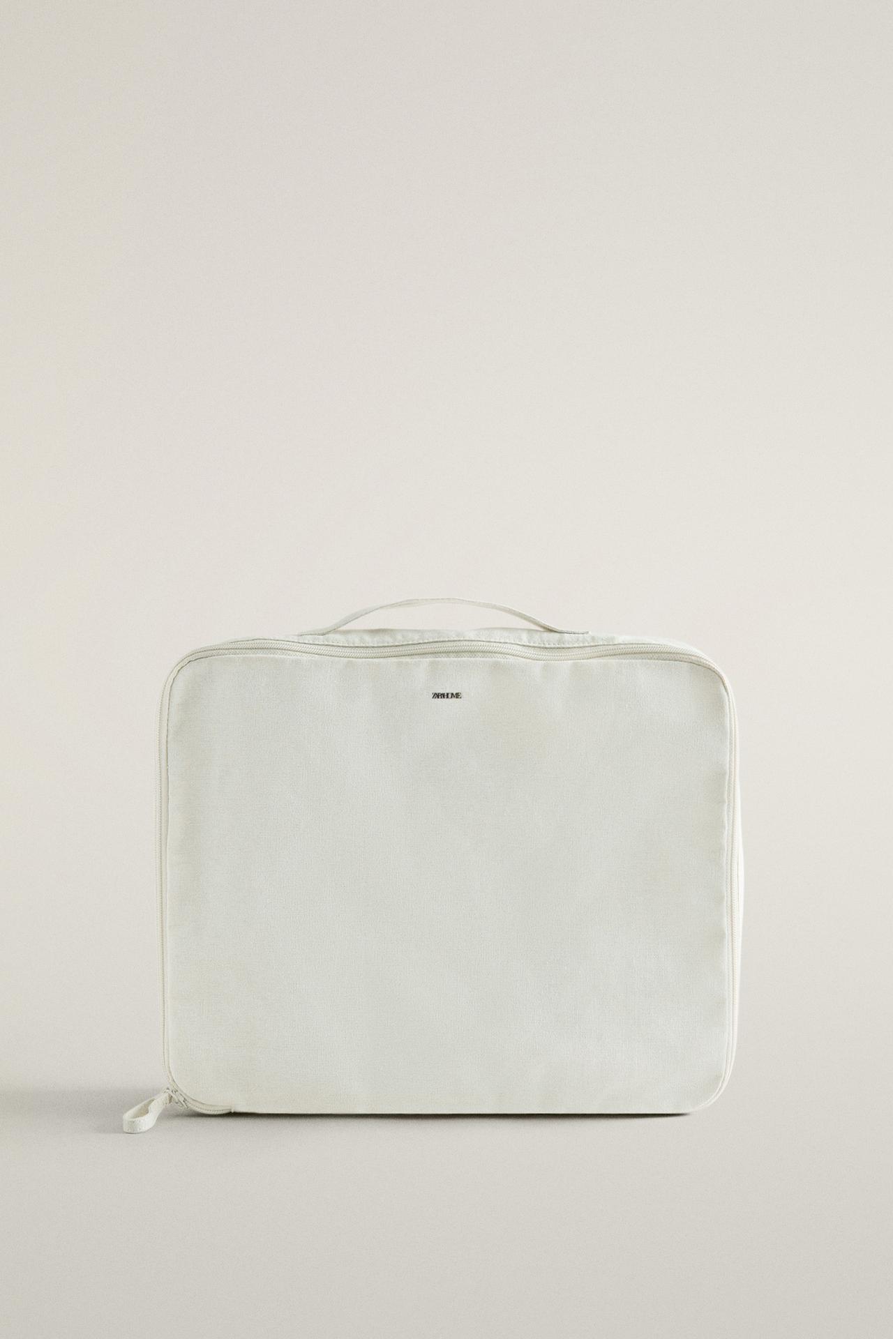 FABRIC TRAVEL ORGANIZER MAKEUP BAG — Off White