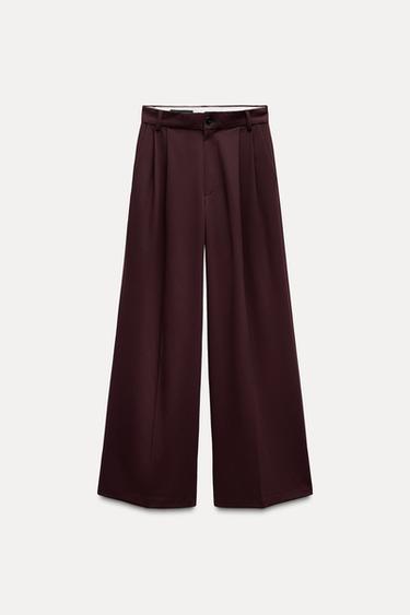 KALHOTY S DVOJITÝM SKLADEM - Burgundská od Zara