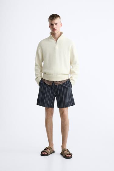 STRIPED BERMUDA SHORTS - Navy blue by Zara