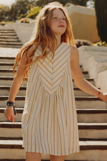 STRIPED DRESS - Ecru / Blue by Zara