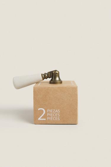 PACK OF DROPLET CERAMIC HANDLES (PACK OF 2) - White by Zara - Image 4