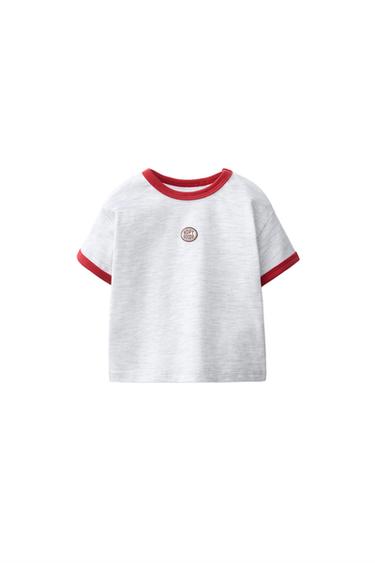 Zara CONTRAST PIPED T-SHIRT - Gray marl