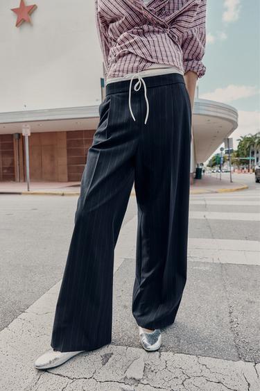 WIDE TROUSERS WITH DOUBLE WAISTBAND - striped by Zara
