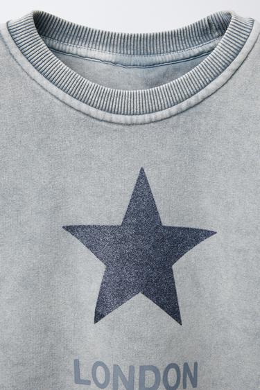 SWEAT EFFET DÉLAVÉ ÉTOILE BRILLANT - Gris de Zara - Image 2