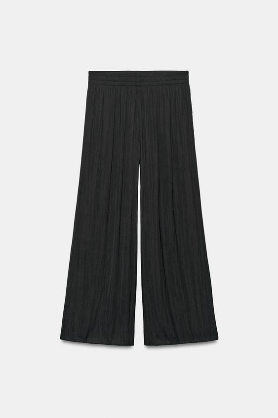 FLOWING ELASTIC WAIST TROUSERS - Black by Zara - Image 0