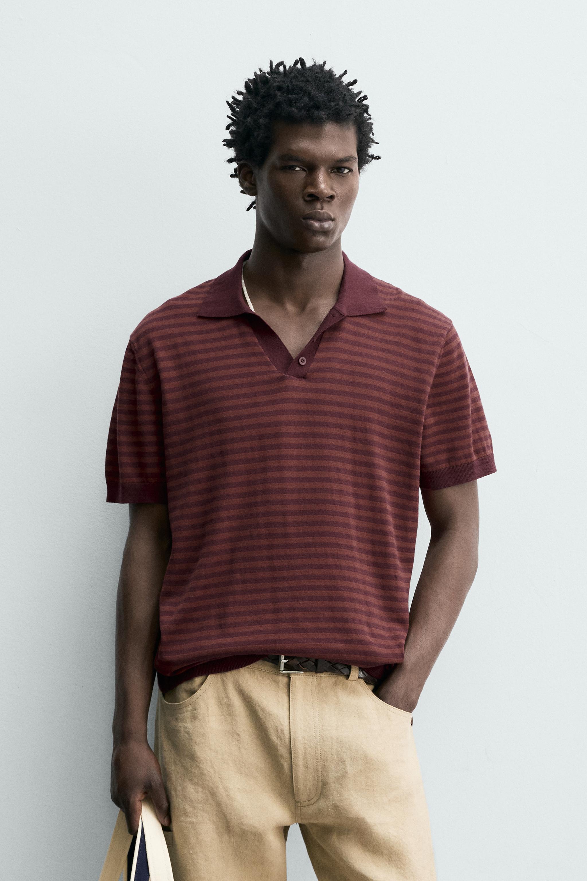 POLO EN MAILLE JACQUARD À RAYURES