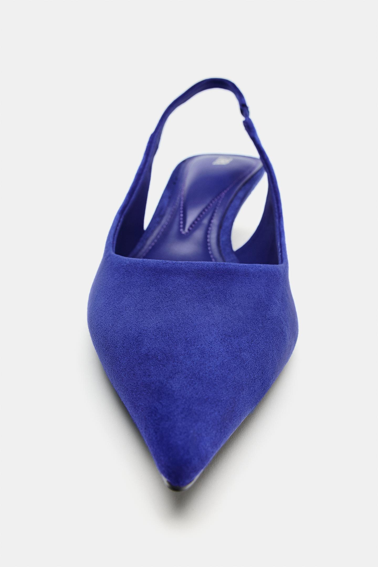Женские туфли Zara Suede Kitten Heels, цвет: Синий — фото 3
