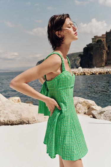 GINGHAM SHORT DRESS - Greens by Zara - Image 2