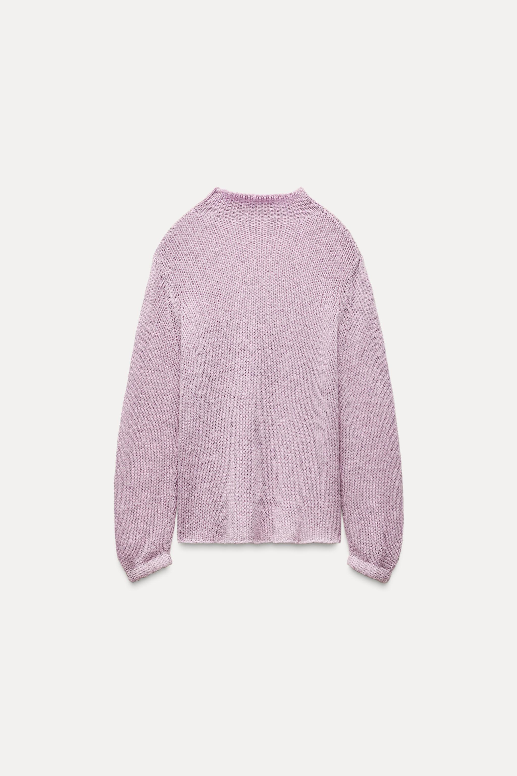 Jersey De Punto ZARA Cuello Alto Para Mujer Morado