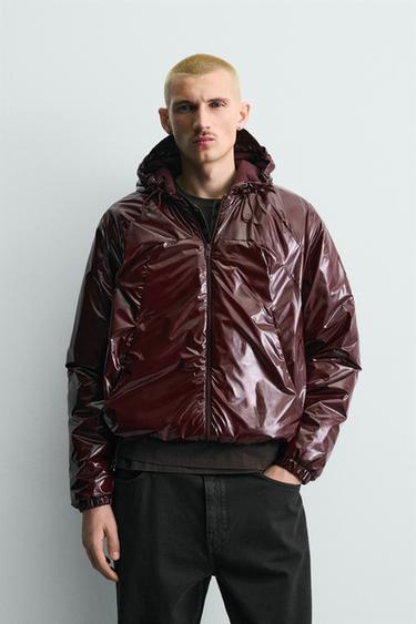 BLOUSON REMBOURRÉ DÉPERLANT BRILLANT - Bordeaux de Zara