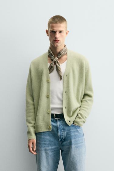 CÁRDIGAN 100% LANA - Verde claro de Zara