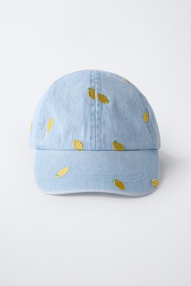 EMBROIDERED LEMON DENIM CAP - Blue by Zara