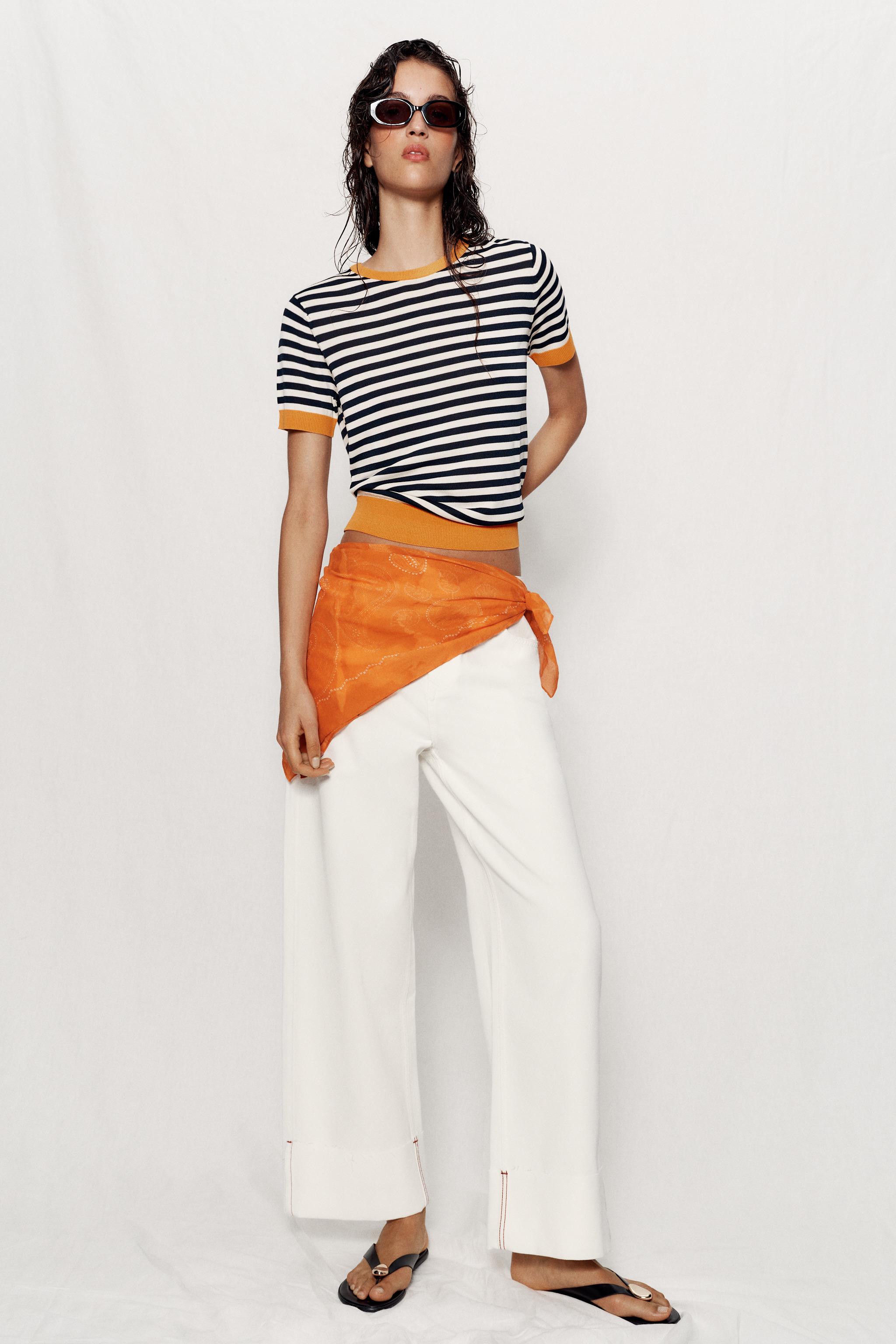 Zara Çizgili Triko Top