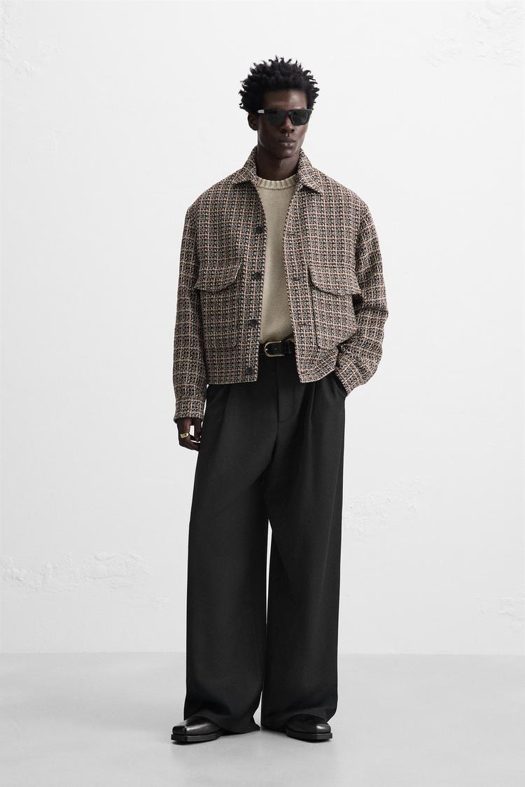 Zara Uae Zara Textured Plaid Overshirt ZARA Patch Pocket Plaid