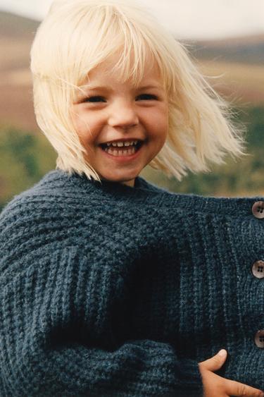 ZARA TIMELESS - THICK KNIT WOOL CARDIGAN - Duck blue by Zara