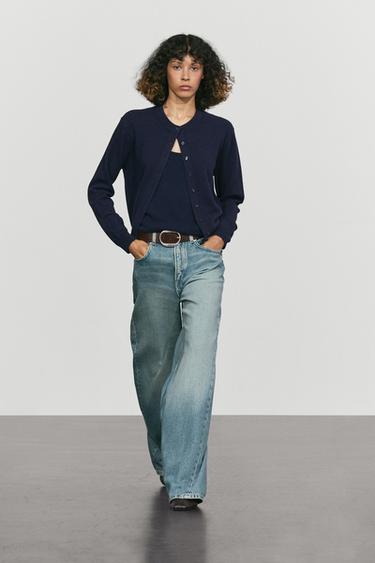 Zara Knit cardigan with button detail - Navy blue - Image 0
