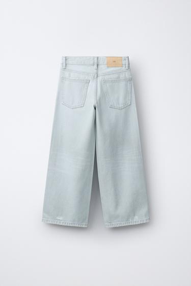 RIPPED WIDE-LEG JEANS - Light blue by Zara - Image 1