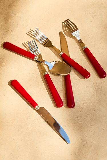 4-PIECE CUTLERY SET WITH COLOURED HANDLE - Red by Zara - Image 5