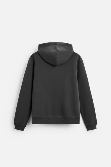 HOODIE WITH SLOGAN PRINT - Anthracite grey by Zara - Image 7